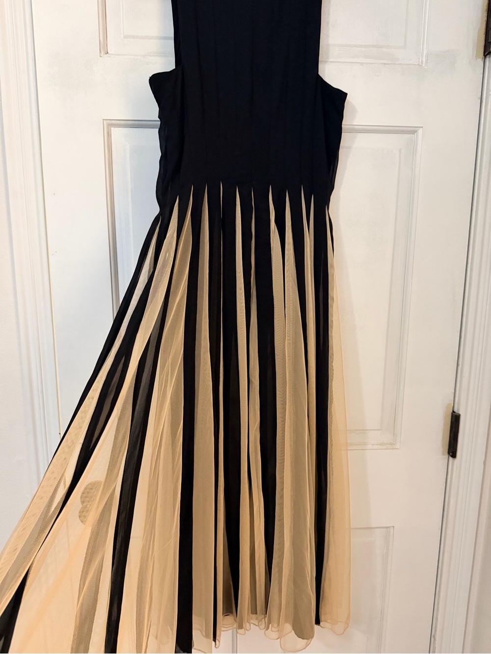 ASOS Black & Cream Pleated Fit-and-Flare Midi Dress - Picture 6 of 9